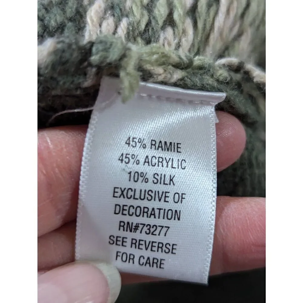 Croft & Barrow Women's Green Snowman Long-Sleeve Front-Zip Cardigan Sweater Size